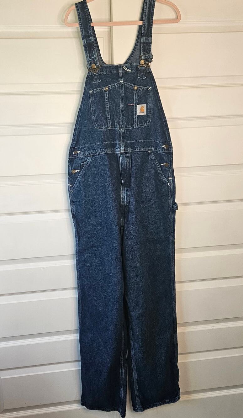 Carhartt Men's Blue Denim Bib Overalls Size 36x34 Workwear Carpenter Pants